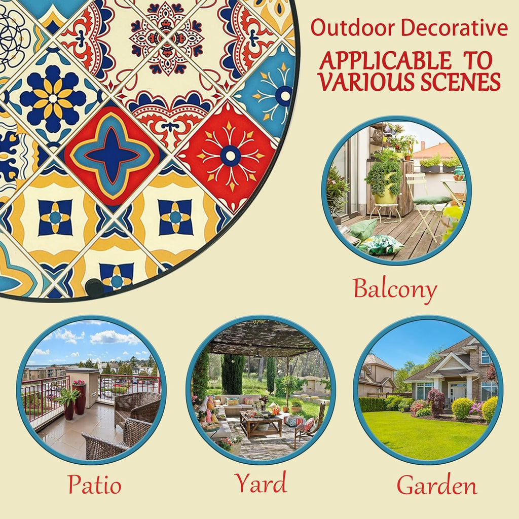 Mosaic Round Sode Tea Table, Outside Unique Furniture, Small End Outdoor Side Valentine's Day Dining Room Table, Indoor Balcony Outdoor Furniture, Balcony Patio Valentine's Day Decor