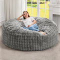 Hobestluk Adults Bean Bag Chair 5FT Big BeanBag Chair Giant Large Oversized | Memory Foam,Washable Cover,Unique Fluffy Bubble,Comfy Big BeanBag with Filling Lounging Gaming Bedroom Living Room | Grey 5FT