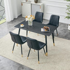 50 inch Sintered Stone Dining Table for 4, Modern Minimalist Kitchen Table with 0.43" Matte Black Sintered Stone Top & Tapered Metal Legs, Small Space Rectangular Table for Home, Kitchen, Apartment