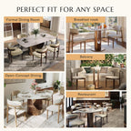 POVISON Modern Dining Chairs Set of 4, Armless PU Leather Dining Chair with PU Cushions and Dark Bronze-Coloured Metal Leg