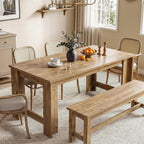 Tribesigns Dining Table for 6–8, 70.8" Farmhouse Dining Room Table with Sturdy Panel Legs, Large Wooden Kitchen Table for Dining Room, Living Room, Natural