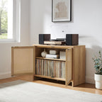 Crosley Furniture Kenji Record Player Cabinet with Vinyl Storage, Media Stand, Modern Home Organizer, Ash