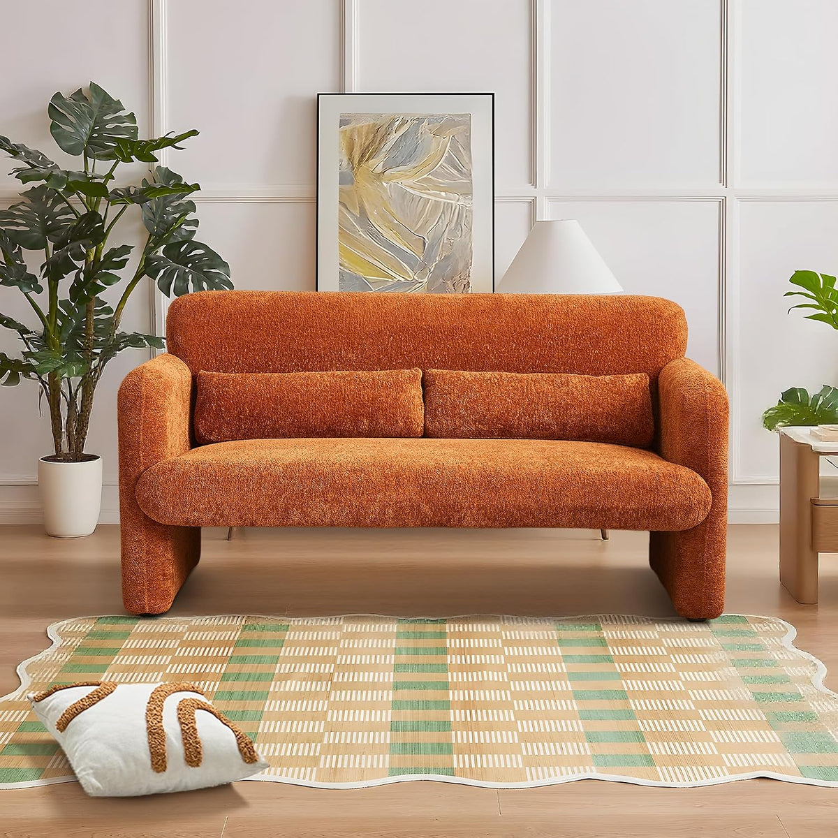 59" W Upgrade Lambswool Fabric Loveseat Sofa, Modern Love seat Couch, Solid and Easy to Install, Upholstered 2-Seater Couch for Bedroom, Apartment, Living Room