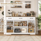 HOSTACK Kitchen Buffet Sideboard Storage Cabinet, Coffee Bar Cabinet, White