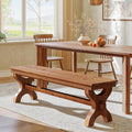 Solid Wood Dining Bench, 55-Inch Long Entryway Shoe Bench, Farmhouse Indoor Seat for Dining Room, Living Room, Hallway, Brown (1, Brown)