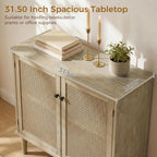 Fat Ant Buffet Cabinet with Storage, Rattan Sideboard Cabinet with 2 Magnetic Doors and Shelves, Kitchen Sideboard Accent Cabinet for Hallway, Entryway, Living Room, Kitchen, Natural