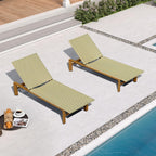 PURPLE LEAF Extra Wide Patio Lounge Chair Resort Wicker Set of 2, Green | Durable Handwoven Wicker, Matte Teak Wood-Grain Aluminum Frame, 5 Adjustable Positions, Non-Slip Pads, 440 lbs Capacity