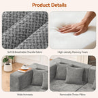 MONVANE 103'' Modular Sectional Sofa, Cloud Sectional Couch with Ottoman, Convertible Chenille L Shaped Couch with Deep Seat, Sectional Couches for Living Room, No Assembly Required, Light Grey