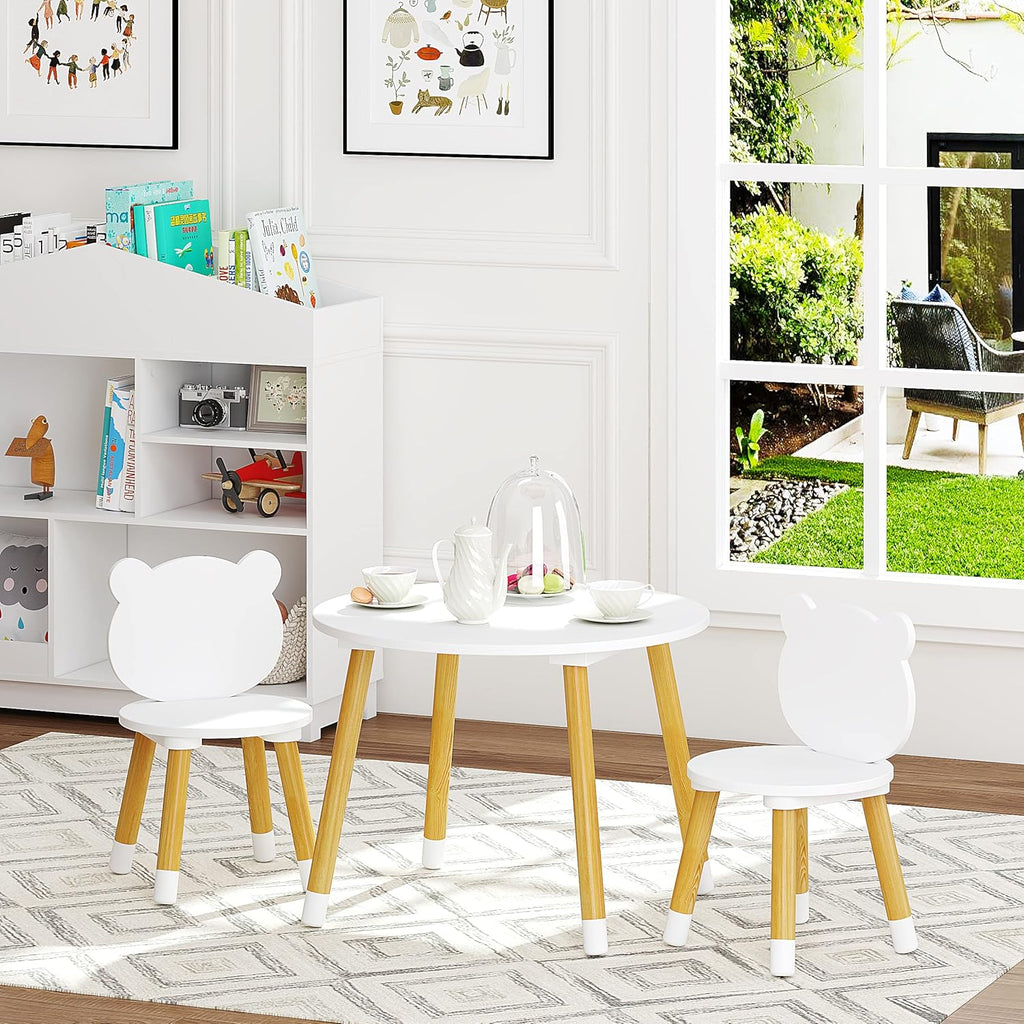 UTEX Kids Wood Table and Chair Set and Kids Sling Bookshelf