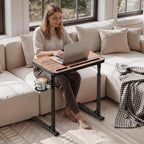 Kitstorack Large Adjustable TV Tray Table with Tilting Tabletop for Couch | Device slot, rotatable cup holder, magnetic edge stopper, folding design, for bed, laptop work, dining, gaming