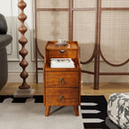 Narrow End Side Table with 2 Drawers and Pull-Out Tray, No-Tools Assembly Sofa Beside Table for Living Room, Slim Side Table with Solid Wood Legs, 11.8”W x 21.6”L x 22.9”H Caramel Brown BG-A1359-MG