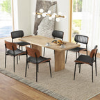 HENGJIANYI Bentwood Dining Chairs Set of 2, Modern PU Leather Dining Room Chairs with Metal Legs, Mid Century Upholstered Kitchen Chairs with Curved Back and Seat, Black