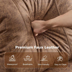 HAOMARKETS 3-Piece Power Reclining Sofa Set with Rivets, Included Electric Massage Recliners, Loveseat Couch with Console and 3-Seater Recliner Sofa, Faux Leather Living Room Furniture Set, Brown