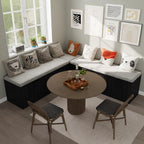 Bobve L-Shape Storage Bench with Cushion, Backless Corner Dining Bench, Kitchen Dining Nook Bench with Hidden Storage for Dining Room, Kitchen, Entryway (Black)