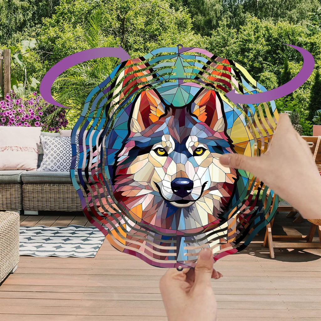 Husky Wind Spinner Pet Dog Memorial Gifts 3D Aluminum Metal Kinetic Hanging Wind Sculpture Spinners for Yard and Garden Indoor Outdoor Window Yard Art Garden Decoration 8 Inch (Husky 1)