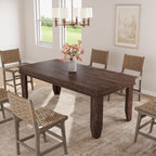 GarveeHome Farmhouse Dining Table for 6-8 People, 71 in Long Kitchen Tables with Wooden Sturdy Frame, 6 ft Large Rectangular Dinner Table for Dining Room, Kitchen, Dark Walnut, 71" Non-extendable