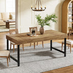 Tribesigns Farmhouse Dining Table for 4-6 People, 55 Inches Industrial Rectangular Kitchen Dinner Table with Heavy-Duty Metal Legs for Home, Dining Room, Small Space, Rustic Brown