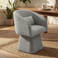 VKNOW Upholstered Swivel Dining Chairs Set of 1, Modern Dining Room Chairs with Barrel Back, Accent Arm Chair with Pillow for Dining Room, Living Room, Bedroom, Vanity, Gray