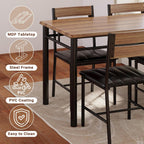 IRONCK Dining Table Set for 4, Walnut | Wood Kitchen Table with Upholstered Chairs for Kitchen Room and Small Spaces