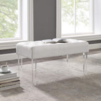 Linon Ella Glitz Acrylic Leg Bench, 35"Wx17"Dx18"H, White