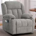 Ketaiyou Rocker Swivel Recliner Chair for Adults, Overstuffed Large Manual Recliner Glider with Massage and Heat, Comfy Soft Fabric Living Room Reclining Sofa Chair (Lime Gray1)
