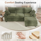 Hanherry 81" Sectional Couch with Pull Out Bed,3 Seat Corduroy Sleeper Sofa with Storage Ottoman & USB Charging,Comfy L Shaped Modular Couches for Living Room,Apartment