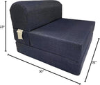 D&D Futon Furniture Sleeper Chair Folding Foam Bed, Portable Studio Guest Sofa Beds 6 x 32 x 70 Denim
