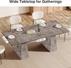 Tribesigns Dining Table for 6, Farmhouse Wood Dinner Rectangular Table Kitchen Table with Double Pedestal, 63" L x 31.5" W x 30" H, Grey