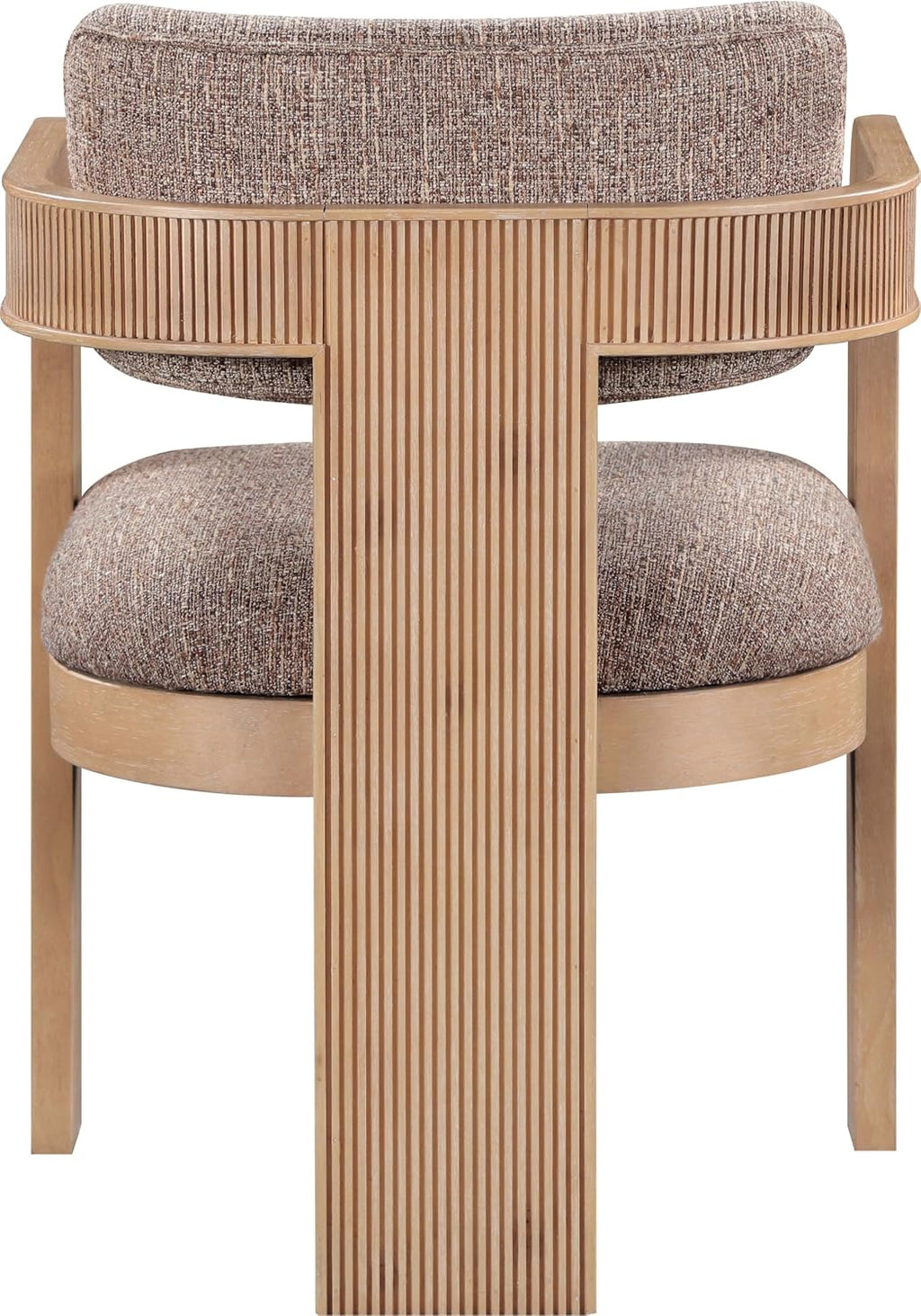 Meridian Furniture Sacha Collection Art Deco Dining Chair, Solid Fluted Wood, 22.5" W x 22" D x 31" H, Set of 2 (Brown, Natural Finish, Velvet)