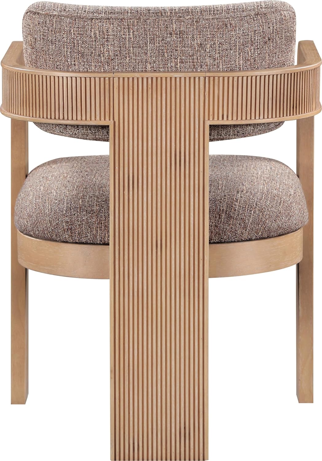 Meridian Furniture Sacha Collection Art Deco Dining Chair, Solid Fluted Wood, 22.5" W x 22" D x 31" H, Set of 2 (Brown, Natural Finish, Velvet)