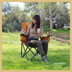 ARROWHEAD OUTDOOR Deluxe Folding Camp Chair – 550lb Capacity Heavy-Duty Quad Chair with Integrated Cooler, Headrest, and Dual Cup Holders.
