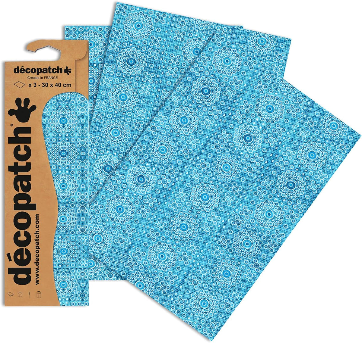 Clairefontaine décopatch Blues Mosaic Paper, 30 x 40 cm, Pack of 3 Sheets