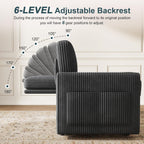Sectional Sleeper Sofa with Pull Out Bed, Plush Corduroy 7 Seat Modular Sectional Sofa with Storage Chaise and Adjustable Backrest, Cloud Couches for Living Room, Apartment, Dark Grey