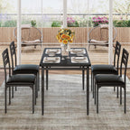Garvee 5 Piecs Dining Table Set, Farmhouse Style Dining Table and Chairs Set for 4, Dining Set for Dining Room Kitchen Apartment, Black
