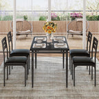 GarveeHome 5 Piece Dining Table Set, Industrial Style Dining Table and Chairs Set for 4, Kitchen Table Set for Dining Room Kitchen Apartment, Black