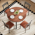 VECELO 5 Piece Dining Table Set for 4 with Chairs, Wood Grain Tabletop, Small Space, Kitchen, Breakfast Nook, Brown