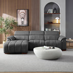 KEIKI 113" L-Shaped Genuine Leather Wall-Hugger Reclining Sofa with Left Chaise, Adjustable Backrest & Footrest, Modern Electric Control 3-Seater Couch with USB, for Living Room, Dark Grey