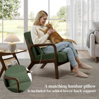 Yaheetech Accent Chair for Living Room, Corduroy Mid Century Modern Reading Armchairs with Lumbar Pillow for Bedroom, Decorative Sofa Chair for Adult Dark Green/Set of 2