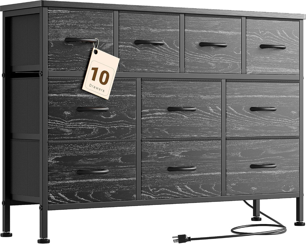 Dresser for Bedroom 10 drawer TV Stand Black fabric dresser for 55'' TV