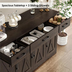 HOSTACK Kitchen Buffet Sideboard Storage Cabinet, Coffee Bar Cabinet, Brown