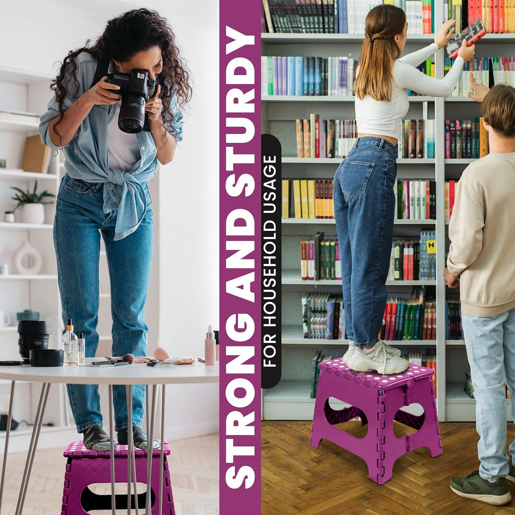 Utopia Home Folding Step Stool - (Pack of 1) Foot Stool with 11 Inch Height - Holds Up to 300 lbs - Foldable Step Stool for Kitchen, Bathroom & Living Room - Anti Skid (Purple)