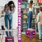 Utopia Home Folding Step Stool - (Pack of 1) Foot Stool with 11 Inch Height - Holds Up to 300 lbs - Foldable Step Stool for Kitchen, Bathroom & Living Room - Anti Skid (Purple)