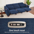 MCombo 85.4'' Zero Wall Hugger Power Recliner Sofa, HL198M3 (Navy Blue) | 3-Seater, Power Headrest, USB A & C Charge Ports, Solid Wood Legs, Small Spaces, Living Room, Chenille Fabric