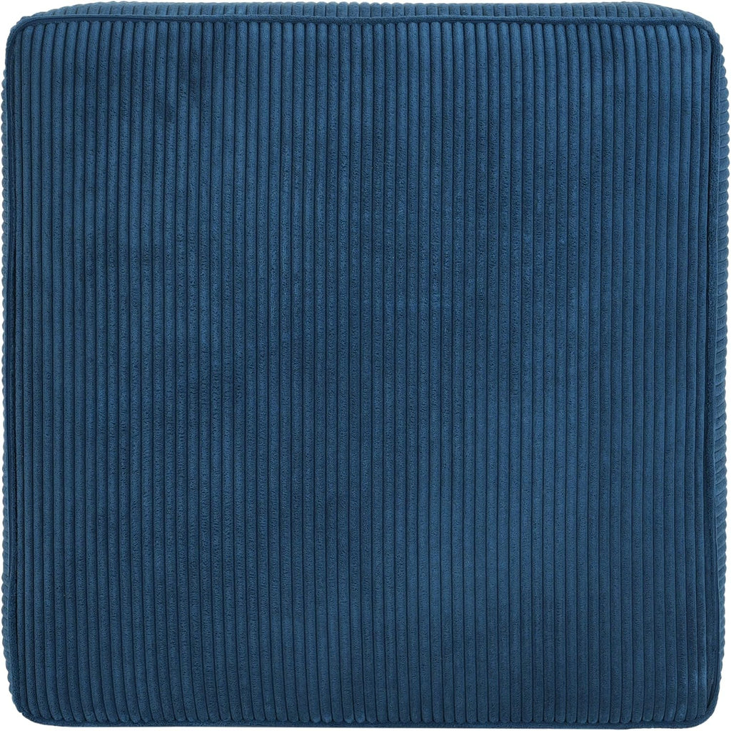 Christopher Knight Home Isa Corduroy Ottoman Footstool, Square Pouf Poufee Footrest Ottoman Large Seat, Modern Side Table for Living Room Bedroom Home Decor, Navy Blue, 30"