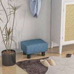 Blue Linen Fabric Ottoman Footrest - Multi-Functional for Living Room, Bedroom & Entryway
