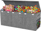 Extra Large Toy Box with Lids, Large Storage Chest Organizer, 40"x14"x16" | Collapsible Sturdy Kids Toy Chest Bins with Dividers for Boys Girls, Nursery Bedroom Playroom Organization, Gray