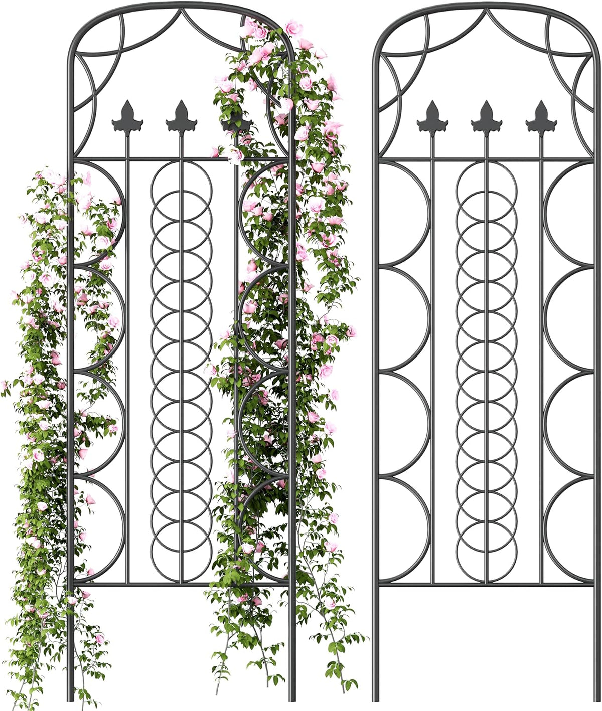 Idzo 71 in. Decorative Metal Trellis for Climbing Plants Outdoor, Heavy-Duty Steel Garden Trellis with Durable Powder Coating, Black