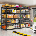 REIBII 2400LBS Garage Shelving 5 Tier Storage Shelves Heavy Duty, Adjustable Metal Shelving Unit,Garage Shelves for Basement,Warehouse,Pantry,Closet,Kitchen 72" H x 35.55" W x 16" D,2 Pack | Heavy Duty