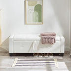 extrasleep 48" White Storage Ottoman Bench, Faux Leather Upholstered Tufted Ottoman, PU Bench for Bedroom Living Room Entryway Hallway, Large Leather End of Bed Benches, Lvory White
