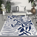 GENIMO Outdoor Rug 6' x 9' Waterproof for Patio Clearance, Reversible Plastic Straw Camping Carpet, Lightweight Rugs Mats for Rv, Backyard, Deck, Porch, Picnic, Beach, Balcony, Blue & White